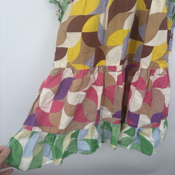 Oeuf Dress Girls 6-7 Years Cotton Linen Freesia Party Colorful Luxury Retro Tier - Picture 7 of 8